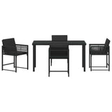 Garden Dining Set 5 pcs Black Poly Rattan - Close-Up Angle