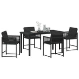 Garden Dining Set 5 pcs Black Poly Rattan - Side View