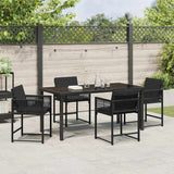 Garden Dining Set 5 pcs Black Poly Rattan - Top-Down View
