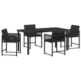 Garden Dining Set 5 pcs Black Poly Rattan - Front View