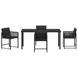 Garden Dining Set 5 pcs Black Poly Rattan - Close-Up Angle