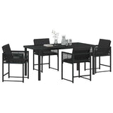 Garden Dining Set 5 pcs Black Poly Rattan - Side View