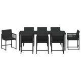 Garden Dining Set 9 pcs Black Poly Rattan - Close-Up Angle