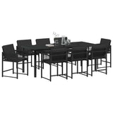 Garden Dining Set 9 pcs Black Poly Rattan - Side View