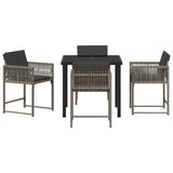 Garden Dining Set 5 pcs Grey Poly Rattan - Close-Up Angle