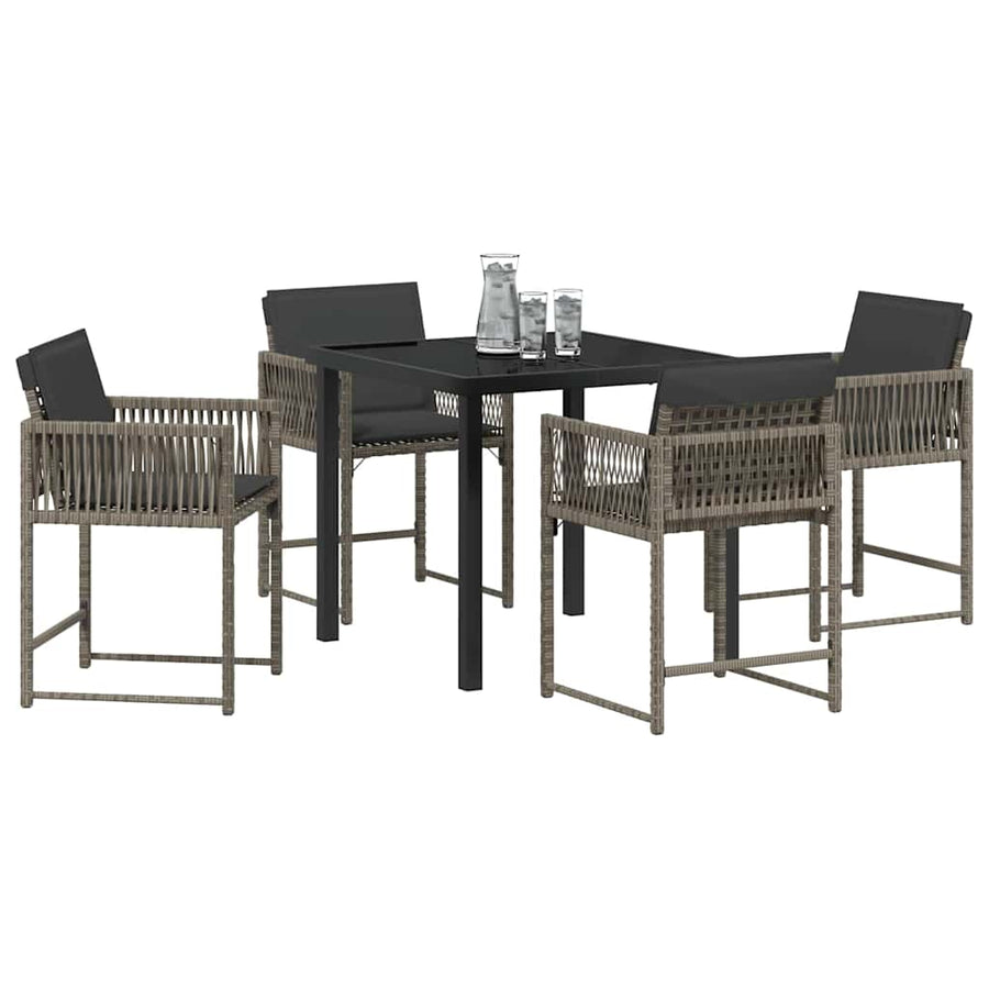Garden Dining Set 5 pcs Grey Poly Rattan