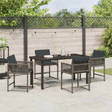 Garden Dining Set 5 pcs Grey Poly Rattan - Top-Down View