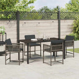 Garden Dining Set 5 pcs Grey Poly Rattan - Top-Down View