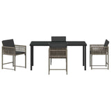 Garden Dining Set 5 pcs Grey Poly Rattan - Close-Up Angle