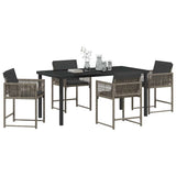 Garden Dining Set 5 pcs Grey Poly Rattan - Side View