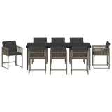 Garden Dining Set 9 pcs Grey Poly Rattan - Close-Up Angle