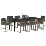 Garden Dining Set 9 pcs Grey Poly Rattan - Side View