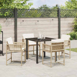 Garden Dining Set 5 pcs Beige Poly Rattan - Top-Down View
