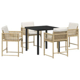 Garden Dining Set 5 pcs Beige Poly Rattan - Front View