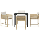 Garden Dining Set 5 pcs Beige Poly Rattan