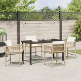 Garden Dining Set 5 pcs Beige Poly Rattan - Top-Down View