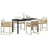 Garden Dining Set 5 pcs Beige Poly Rattan - Side View