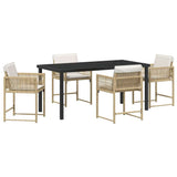 Garden Dining Set 5 pcs Beige Poly Rattan - Front View