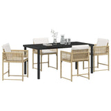 Garden Dining Set 5 pcs Beige Poly Rattan - Side View