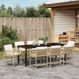 Garden Dining Set 9 pcs Beige Poly Rattan