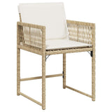 Garden Dining Set 9 pcs Beige Poly Rattan - Rear View