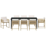 Garden Dining Set 9 pcs Beige Poly Rattan - Close-Up Angle