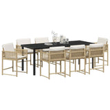 Garden Dining Set 9 pcs Beige Poly Rattan - Side View
