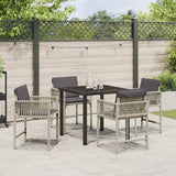 Garden Dining Set 5 pcs Light Grey Poly Rattan - Top-Down View