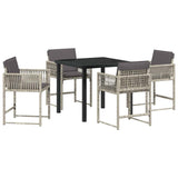 Garden Dining Set 5 pcs Light Grey Poly Rattan - Front View