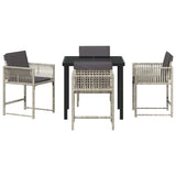 Garden Dining Set 5 pcs Light Grey Poly Rattan - Close-Up Angle