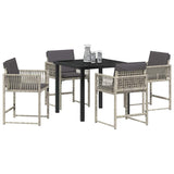Garden Dining Set 5 pcs Light Grey Poly Rattan - Side View