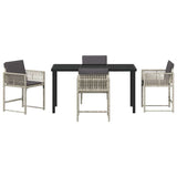 Garden Dining Set 5 pcs Light Grey Poly Rattan - Close-Up Angle