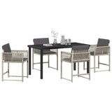 Garden Dining Set 5 pcs Light Grey Poly Rattan - Side View