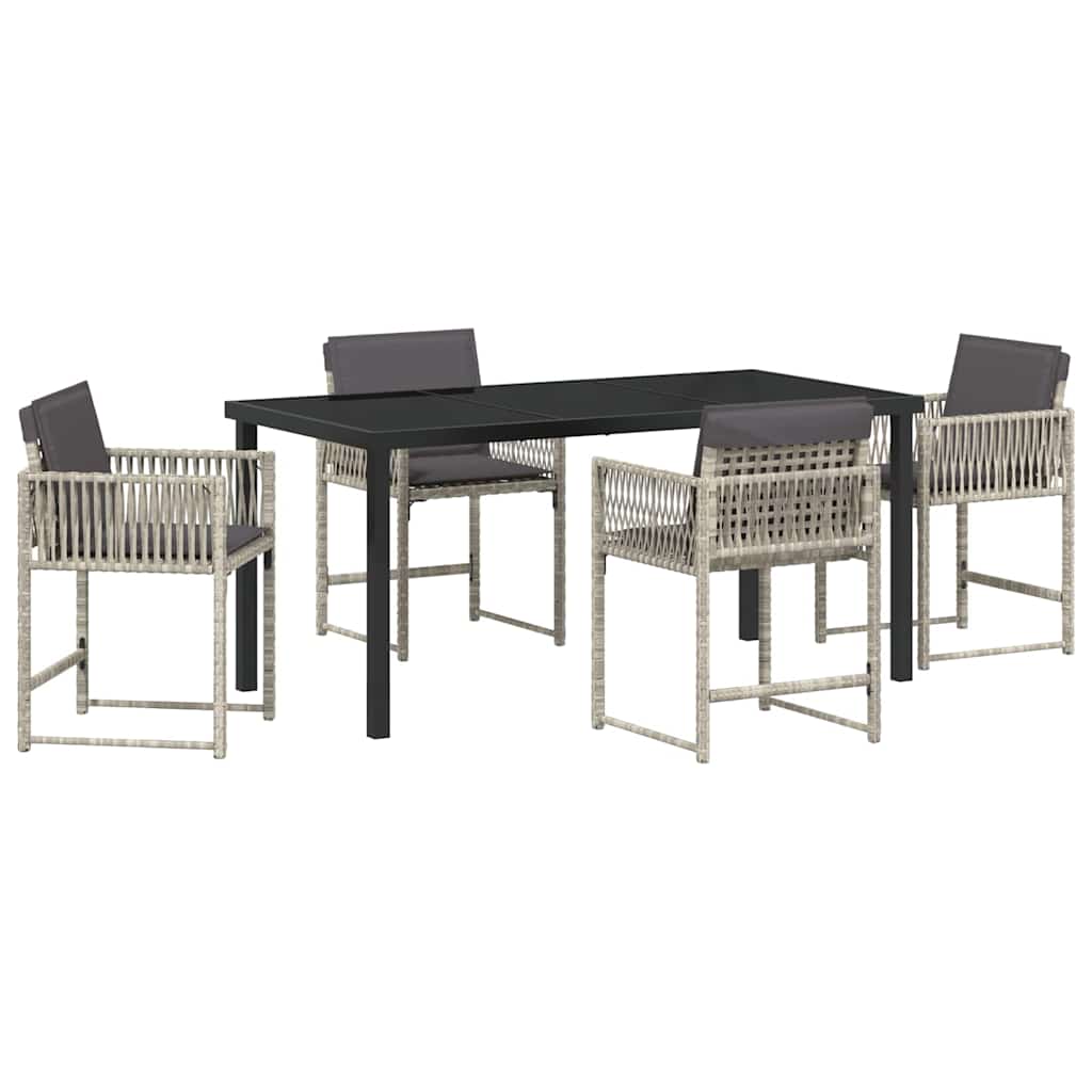 Garden Dining Set 5 pcs Light Grey Poly Rattan