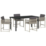 Garden Dining Set 5 pcs Light Grey Poly Rattan - Front View