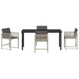Garden Dining Set 5 pcs Light Grey Poly Rattan - Close-Up Angle