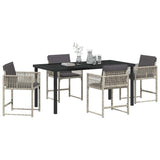 Garden Dining Set 5 pcs Light Grey Poly Rattan - Side View