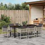 Garden Dining Set 9 pcs Light Grey Poly Rattan - Top-Down View