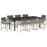 Garden Dining Set 9 pcs Light Grey Poly Rattan