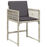 Garden Dining Set 9 pcs Light Grey Poly Rattan - Rear View