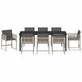 Garden Dining Set 9 pcs Light Grey Poly Rattan