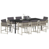 Garden Dining Set 9 pcs Light Grey Poly Rattan - Side View