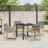 Garden Dining Set 5 pcs Beige Poly Rattan - Top-Down View