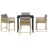 Garden Dining Set 5 pcs Beige Poly Rattan - Close-Up Angle