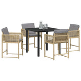 Garden Dining Set 5 pcs Beige Poly Rattan - Side View