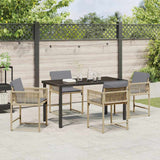 Garden Dining Set 5 pcs Beige Poly Rattan - Top-Down View