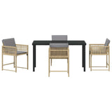 Garden Dining Set 5 pcs Beige Poly Rattan - Close-Up Angle