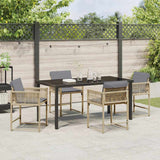 Garden Dining Set 5 pcs Beige Poly Rattan