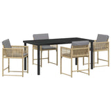 Garden Dining Set 5 pcs Beige Poly Rattan - Front View