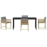 Garden Dining Set 5 pcs Beige Poly Rattan - Close-Up Angle